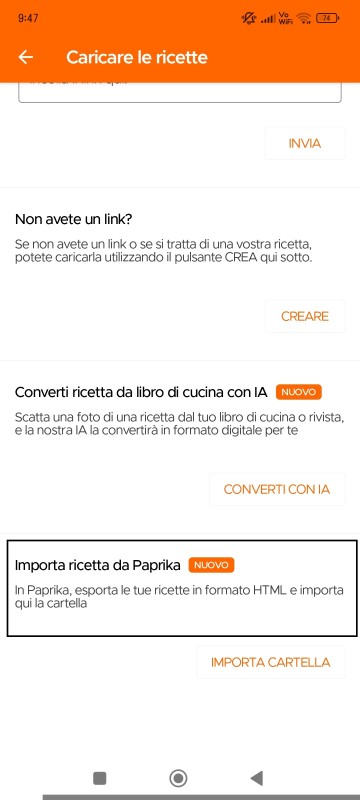 Upload Recipes page of KitchenPal